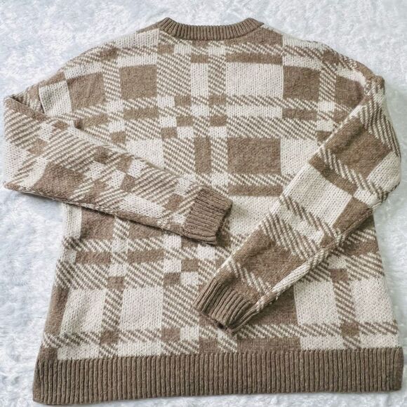 Madewell Womens Brown Hartfield Plaid Alpaca Blend Pullover Sweater Size Small - Picture 2 of 5